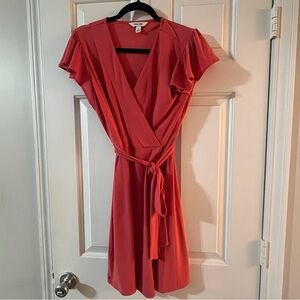Coral Wrap Dress Size Medium